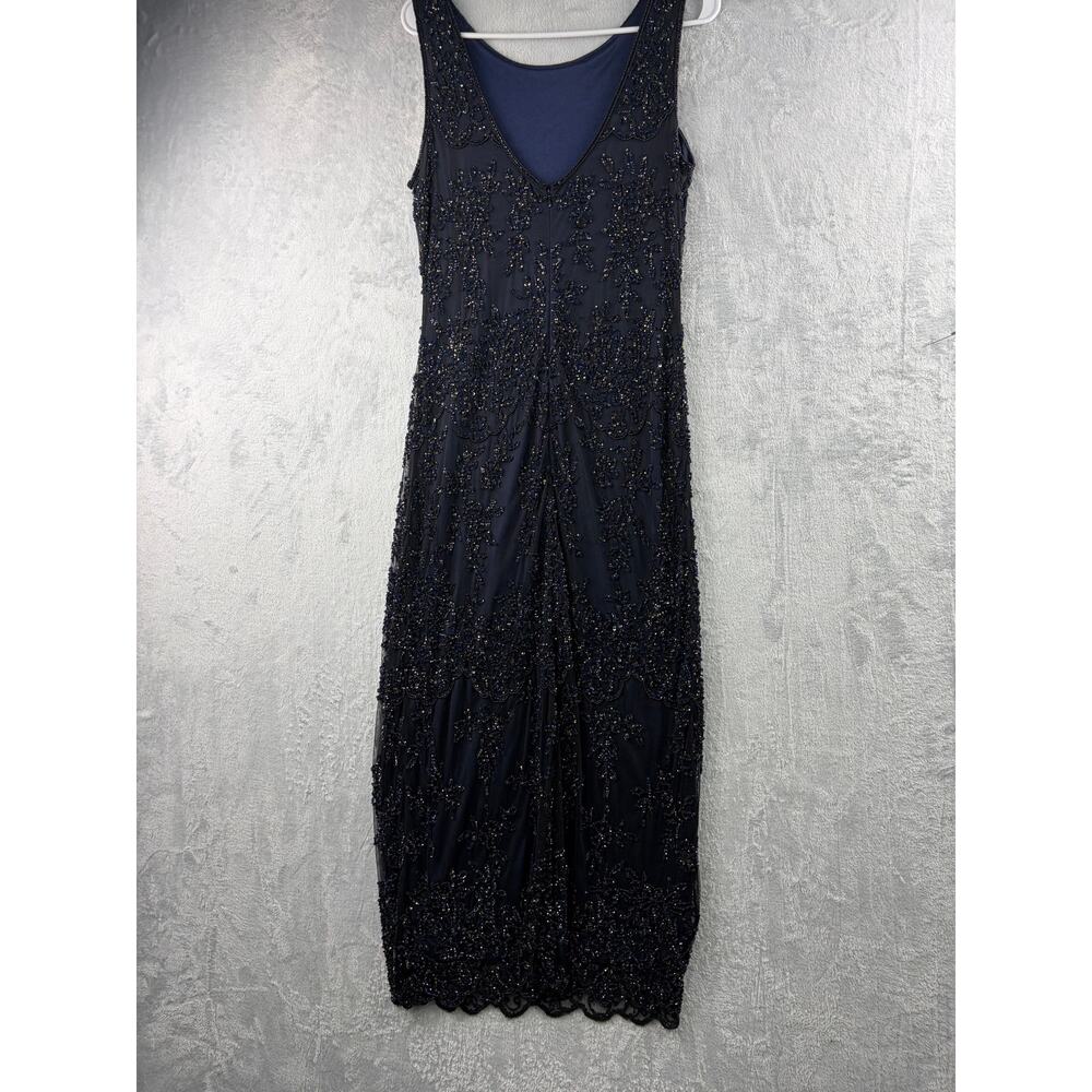 Pisarro Nights Sleeveless Beaded Evening Dress - Navy - Size 10P - Picture 4 of 9